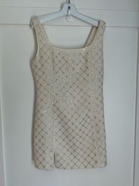 Lucy Paris Cream Sequin Mini Dress NWT Large Perfect for Bridal events